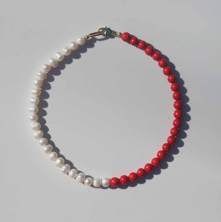 HALFSIE - RED AGATE + PEARL