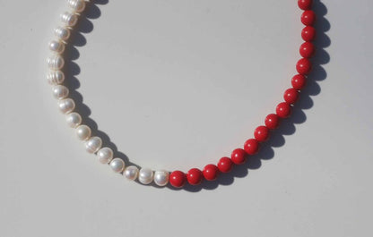 HALFSIE - RED AGATE + PEARL